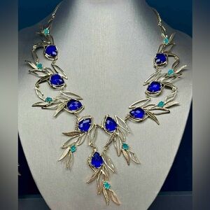 Kendra Scott Vintage Magnolia Gold Statement Necklace in Cobalt & Azure